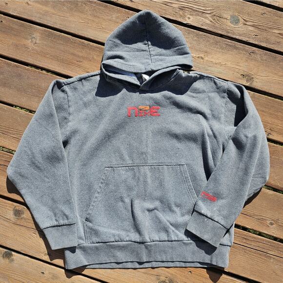 NIKE Y2K Center Check Spell Out Men's Hoodie Sweatshirt Sz Large Vintage Gray - Picture 1 of 10